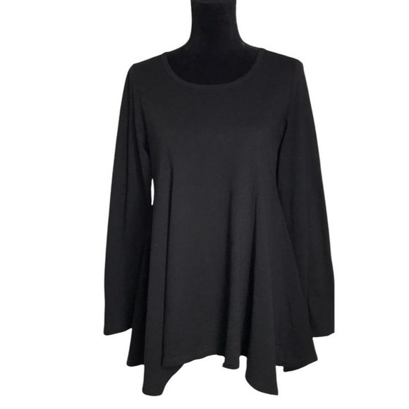 LOGO by Lori Goldstein Cotton Top in Black - Size Extra Small - Picture 1 of 5